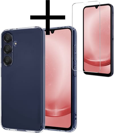 Hoesje - Met Screenprotector - Geschikt voor Samsung Galaxy A26 - Sterk & Shockproof - Back Cover - Siliconen Case - Telefoon Hoes - Transparant