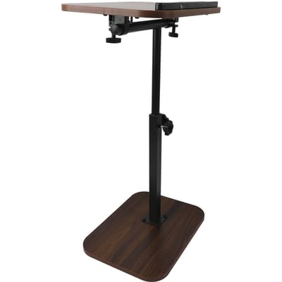 Table d'appoint en forme de C Bois Massif Acier Carbone Réglage de la Hauteur Plateau Inclinable Table d'appoint pour Canapé Côté de Lit Salon