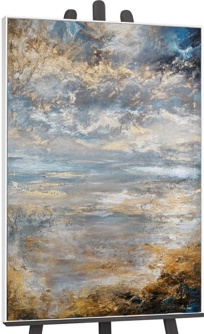 Canvas schilderij groot handgeschilderd stille dageraad abstract meditatief – YS-Art Gallery – Rustgevende wanddecoratie voor woonkamer – Modern schilderij voor slaapkamer