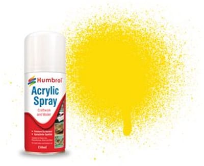 Humbrol Hobbyverf Acrylverf - #69 Yellow - Gloss - Acryl spray Verf spuitbus - 150 ml