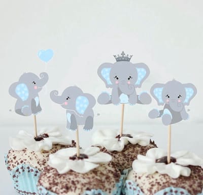 Akyol - 10 x cocktail prikkers -verjaardag cocktailprikker- baby boy prikker - boy or girl - gender reveal - cupcake prikker boy - hoera een jongen - olifanten cocktailprikker – jongens cocktailprikkers - taart -verjaardag cup cake topper - babysho