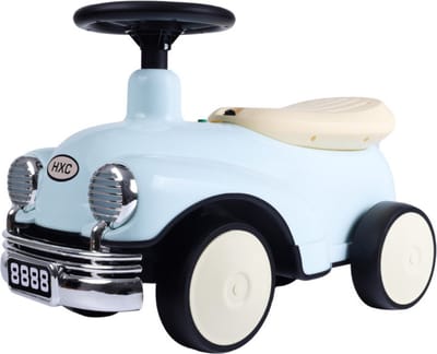 Buxibo Retro Loopauto | Loopwagen voor Jongens & Meisjes | 1-3 jaar | Veilig | Stimuleert Motorische Vaardigheden | Blauw - 58x29x38cm