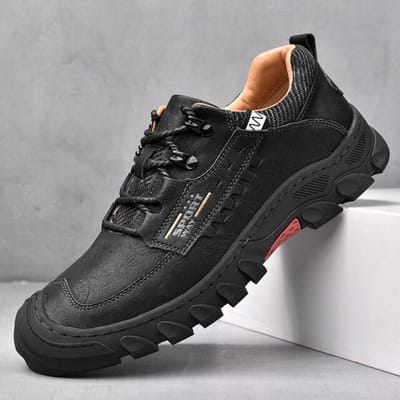 Echt Leren Schoenen Heren Vetersluiting Buitenkleding -Bestand Werk Schoenen Casual Sneakers Heren Schoenen Herfst Schoenen Heren Zapatos Hombre 38 zwart