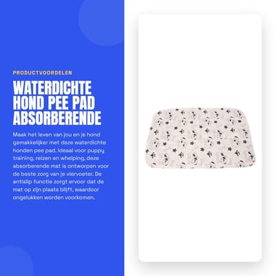 Dailygoods- Hond Pee Pad Waterdicht - Absorberende Puppy Urine Mat - Antislip - Wasbaar/Herbruikbaar - 40x60 cm - Comfortabel en Praktisch - Hondenmat
