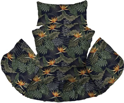FEROCITY - Hangstoel Kussen XXL - Hangstoelkussen - Tuincocon Kussen - Schommelkussen - Polyester - Palmen Paradijsvogelbloem