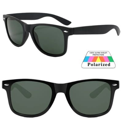 Fako Sunglasses® - Zonnebril Classic Polarised - Polariserend - Gepolariseerd - Polarized - Heren Zonnebril - Dames Zonnebril - Mat Zwart - Donkergroen