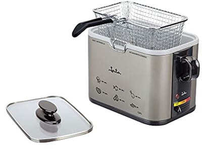 Compacte Friteuse 1000 Watt met Antiaanbaklaag en Glazen Deksel, 1,3 Liter