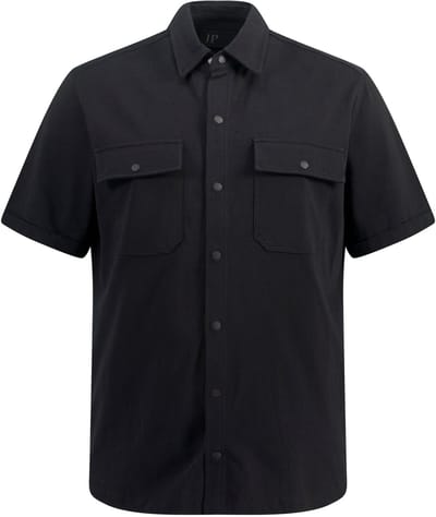 JP 1880 - Heren - Jersey overhemd korte mouwen kentkraag modern fit - Zwart - Maat 3XL