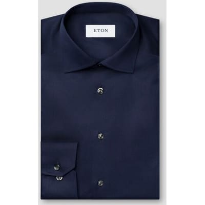 Eton Overhemd Rich Cotton Signature Twill Uni Cutaway Collar Navy / male