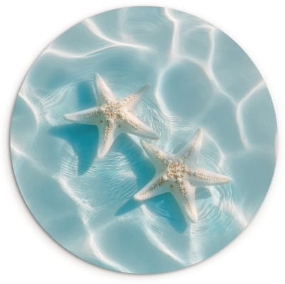 WallCircle® Wandcirkel 120x120 cm - Muurcirkel Zeesterren - Golvend water - Rustgevend - Muurdecoratie woonkamer - Wanddecoratie slaapkamer - Kamer decoratie accessoires - Ronde schilderijen XXL