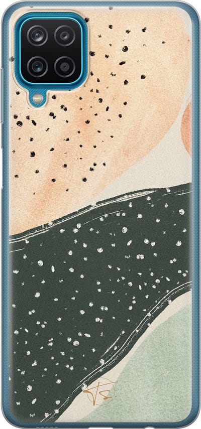 Hoesje geschikt voor Samsung Galaxy A12 - Abstract peach - Soft Case - TPU - Print - Multi - Mooie Telefoonhoesjes