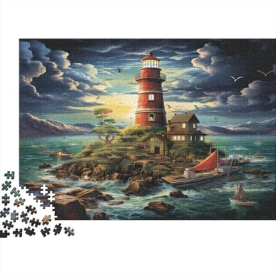 Vuurtoren Puzzel - Volwassenen Puzzel - Ontspanning Thuis - Met Bonus Poster - 1000 Stukjes - Stijl 19