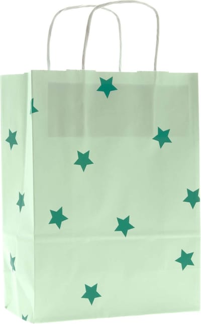 Papieren tasjes 50 stuks - Groen en Print / Multi colour - A5 18x24x8 - Cadeautasjes - Papieren tasjes met handvat