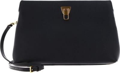 COCCINELLE Leren Koppeling Schoudertas Beat Clutch Handbag Grained Leather Noir Zwart
