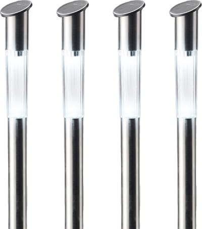 4x lumineo solar prikspot/tuinspot - rvs - h57 cm - zonne-energie