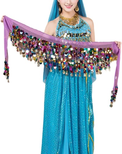 Bellydance Heupschort voor Vrouwen met Bling, Perfect voor Feestjes en Optredens in Paars
