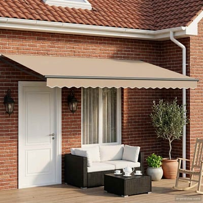 vidaXL - Handbediende - luifel - met - LED's - Beige - en - Antraciet - 4 - × - 3 - m
