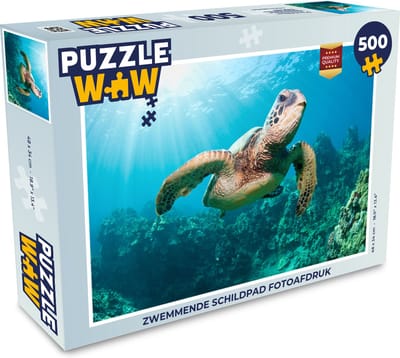 Puzzel Zwemmende schildpad fotoafdruk - Legpuzzel - Puzzel 500 stukjes