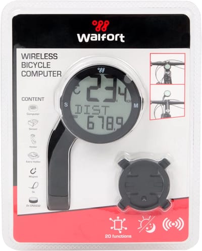 WALFORT wireless fietscomputer - high performance - groot LCD scherm - 15 functies en talen - dag- en nachtmodus