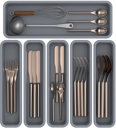 Omgoods- Bestekbak 6 Stuks - Siliconen Lade-organizer - Voedselveilig - Antislip - Hittebestendig tot 200 °C - Flexibel en Drukbestendig