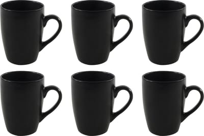 Studio Tavola Mokken Black Tie - Set van 6 350 ml - Aardewerk Zwart - Vaatwasserbestendig