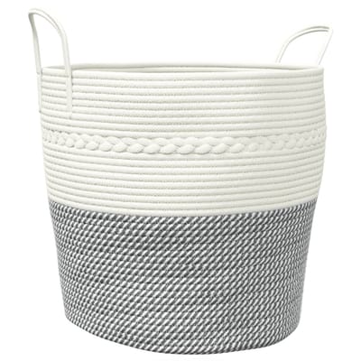 vidaXL - Opbergmand - Ø - 43x38 - cm - katoen - grijs - en - wit