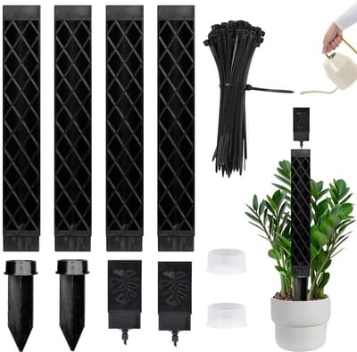 Mossstokken voor Monstera en Klimplanten, 4 x 25 cm, Zelfwaterend, Inclusief Grondstaken en Tuinbinddraad, Ideaal voor Binnenplanten (Set van 4)