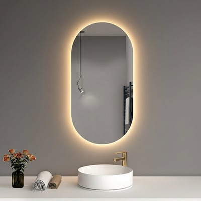 LINEA UNO - Vion 60 x 80 - Frameloos - Spiegel - Rond - LED-verlichting (dimbaar) - Anti-condens - 301698