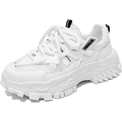 Baskets pour Hommes Chaussures Décontractées à Semelles Épaisses Chaussures de Sport à Amorti pour Hommes Chaussures de Marche Respirantes d'Extérieur Grande Taille 39-44 tênis 40 blanc