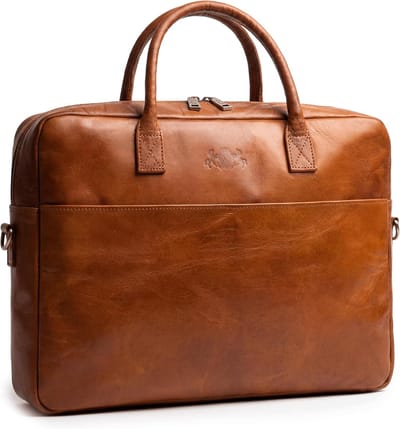 Grote Laptoptas - Zakelijke Tas - Voor Werk - Handgemaakt Leer - 40x30x9 cm - Bruin