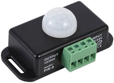 Allecto - DC Body Security - Motion Sensor Switch - Voor LED Lichtstrips - Zwart - Automatisch Licht - Tot 8 Meter - Voor Binnengebruik
