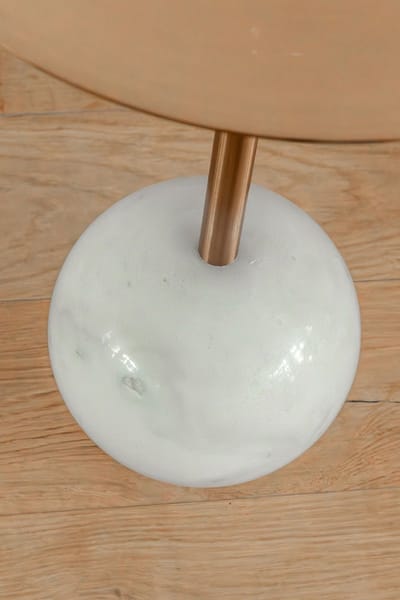VLHOME goud roestvrij staal top wit marmeren bal gouden bijzettafel 40Ø x 54H