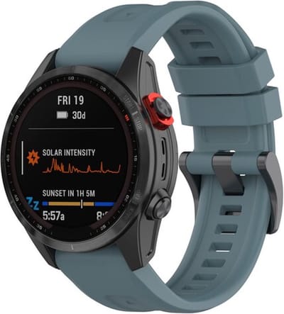 By Qubix - Geschikt voor Garmin bandje - 20mm Quickfit - Siliconen sportbandje - Grijsblauw - Geschikt voor Garmin Fenix 7s/6s/5s / Instinct 2s / Epix Pro Gen 2 (42mm)