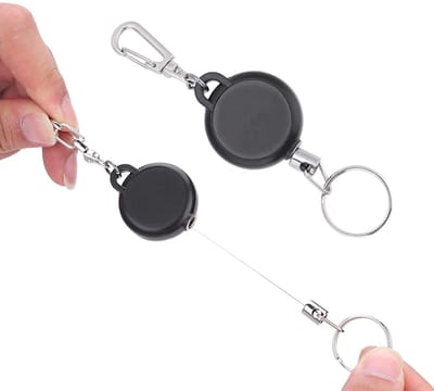 Dailygoods- Intrekbare Sleutelhanger 60 cm - Sleutelhanger Anti-verlies - Sleutelhanger Ringen - Sleutelhanger Volwassenen - Sleutelhanger Leer - Premium Materiaal
