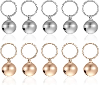 10 stuks kattenhalsband, belletjes voor huisdieren, honden, kleine bel voor puppy en kitten, metalen accessoires, bel, helder belgeluid (zilver, goud)