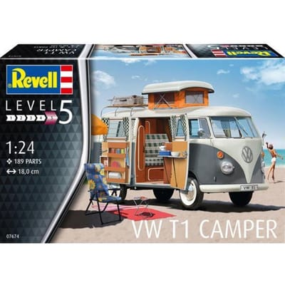 Revell Modelbouwpakket Auto - 07674 VW Volkswagen T1 Camper Plastic - Volwassenen - 189 onderdelen - 1:24