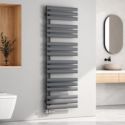 EMKE Handdoekradiator - Ovale Buizen - Mat Antraciet - 174x60 cm - 782 W - Badkamer Verwarming - CV Radiator