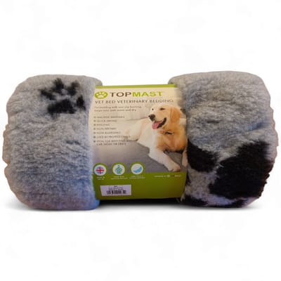 Topmast VetBed Grijs Paws - 100 x 75 cm - Antislip & Hypoallergeen