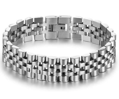 Jubilee Stijl Heren Armband - Horlogeband Stijl - Zilver kleurig - Staal - 15mm - Schakelarmband - Armbanden - Papa Cadeau Voor Mannen - Vaderdag