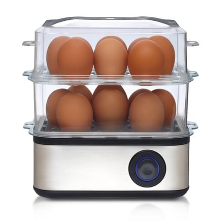 Eierkoker - Ei Koker - Eierkokers - Eierkoker Elektrisch - Slimme eierkoker - Multifunctionele Eierkoker voor - Lade Gepocheerde Eieren - 500 W Zwart Roestvrij Staal - Kerstcadeau - Kerstversiering - Pasen