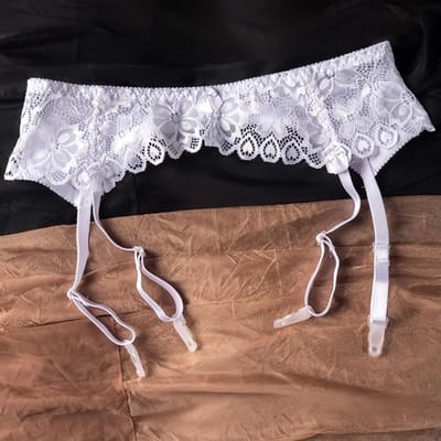 Dames Sexy Kant Transparante Dijhoge Jarretels Voor Kousen Verstelbare Gespen Lage Taille Jarretelriem Cosplay Accessoires M white