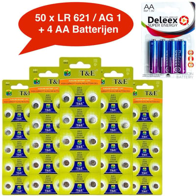 AG 1 / 364A Alkaline batterijen - 5x10 strips - 50 stuks knoopcel Tian Qiu batterijen (ook bekend als LR60 G1 164 GP64A 364 SR621W LR621 SR60 SR621)