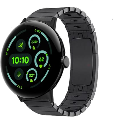 Strap-it Premium metalen bandje geschikt voor Google Pixel Watch 5 (45 mm) / 4 (45 mm) / 3 (45 mm) - Zwart