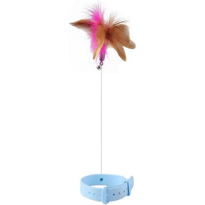 Jouets Interactifs pour Chat Bâton Amusant avec Plumes et Clochette Collier pour Animaux de Compagnie Jouets Teaser pour Chatons Fournitures pour Animaux de Compagnie bleu