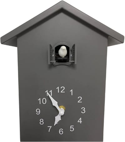 Minimalistische koekoeksklok met grijze slinger, kwartsklok met vogelmotief, slingerklok, wanddecoratie voor thuis, slaapkamer, kantoor, woonkamer, klokidee