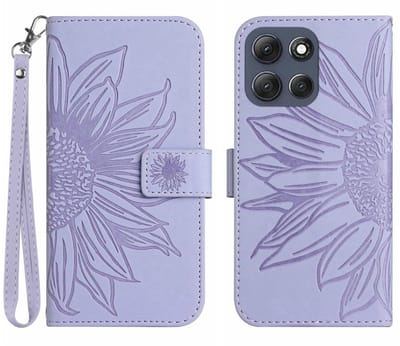 Coverup Hoesje - Geschikt voor Motorola Moto G56 Hoesje - Coverup Zonnebloem Book Case met Koord - Lavendel