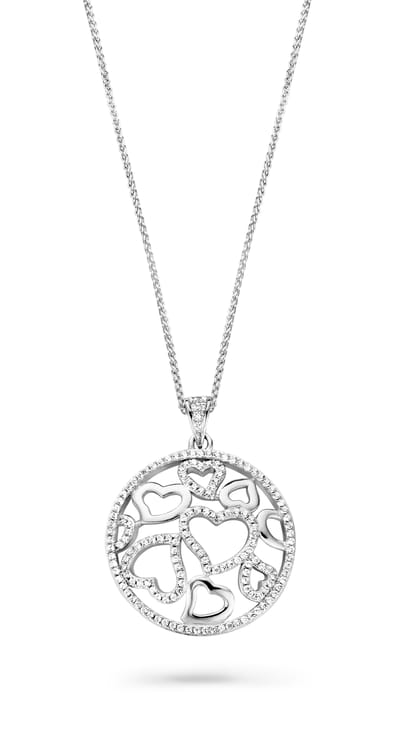 Orphelia ZH-7217 - CHAIN WITH PENDANT HEARTS - 925 silver - cubic zirkonia - 45 cm