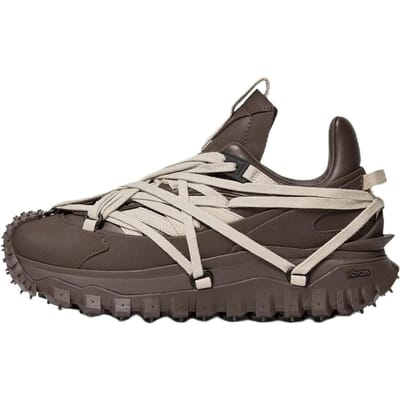Moncler X Rick Owens Samenwerking Trailgrip Megalace Leer Dikke Zool Vetersluiting Lage Top Casual Schoenen Unisex Sneakers Bruin L1-09N-4M00010-M4321-256 41 gray