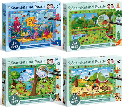 Vier-in-één Puzzels - Kinderspellen Educatief - Leren Spelenderwijs - 60 Delige Set - 35 x 25 cm - Meerkleurig