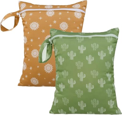 2x Waterdichte Tassen Set met Dieren & Cactus Patroon - Luiertas, Zwemtas, Gymtas voor Natte Kleding